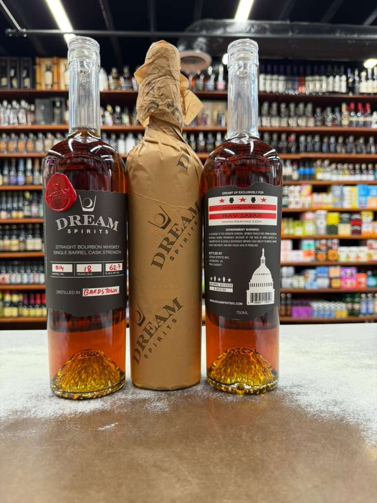 dream b 914 750 ml Dream Spirits Bourbon 18 Years Old Barrel 914 Single 62.7% ABV By Prav 750 ML - Image 1
