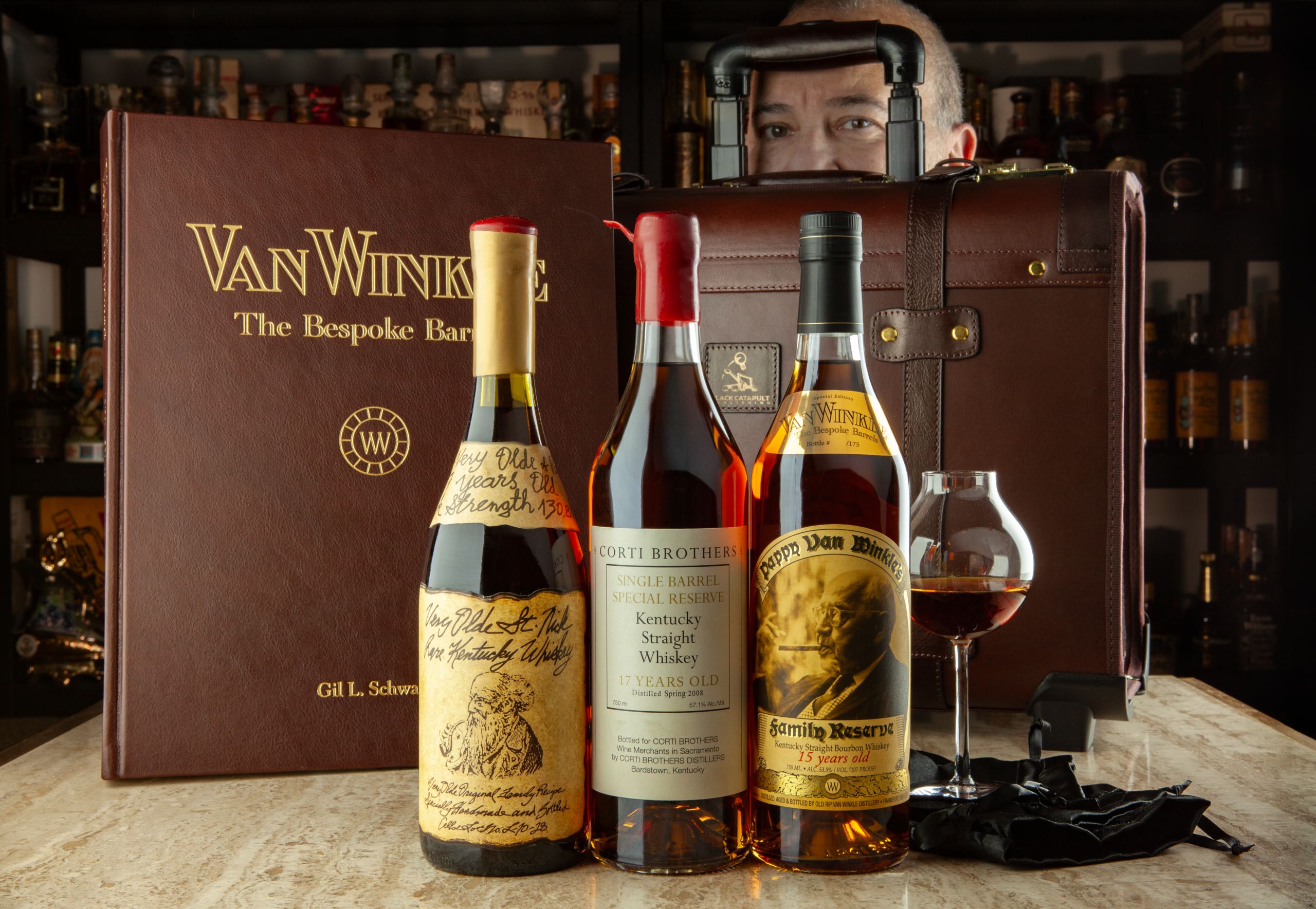 Gil_with_Lineup_1 The Van Winkle Luxury Book & Bag Project 3 Bottle Set - Image 1